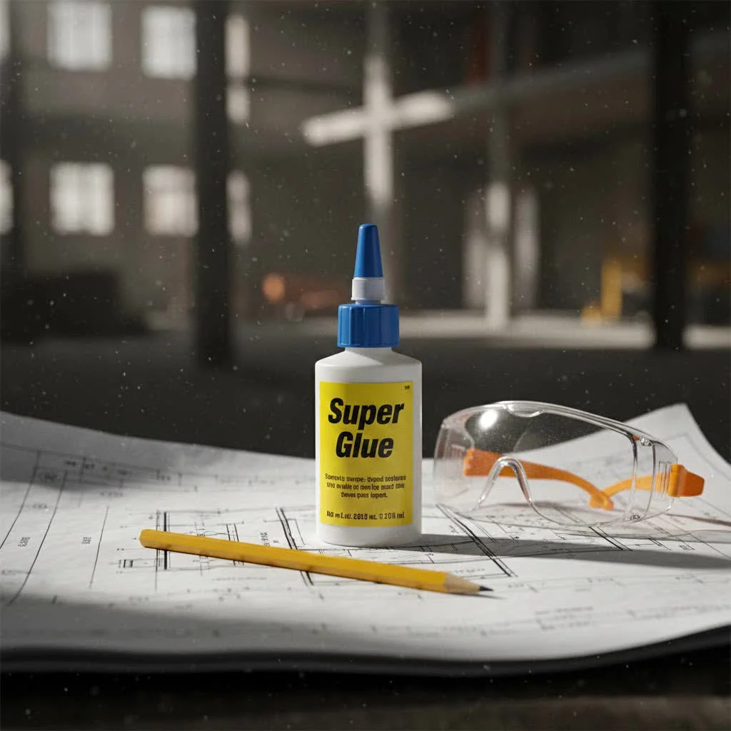 Close-up of a strong super glue bond on two pieces of wood