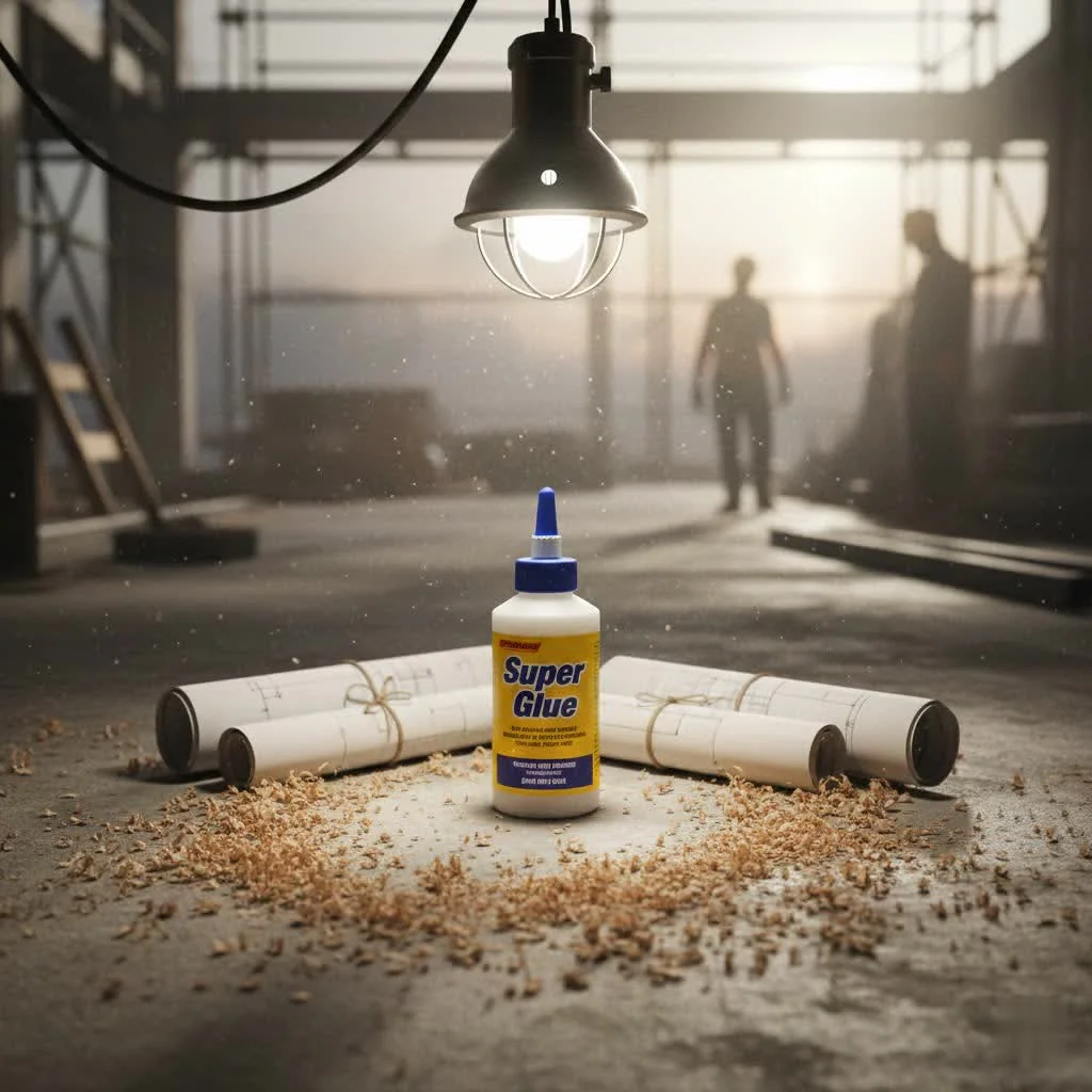 Loctite Liquid Super Glue bottle and bonded materials